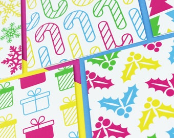 Multipack Christmas cards, Colourful Christmas cards, Tropical Christmas, Festive greeting card pack