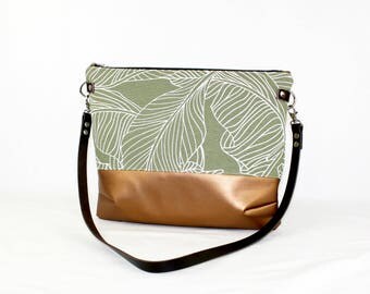 Palms copper cross body bag with leather handle, ladies handbag, handbag, shoulder bag, Tote, ladies bag