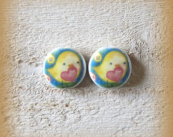 Set of 2 porcelain beads, handmade from france