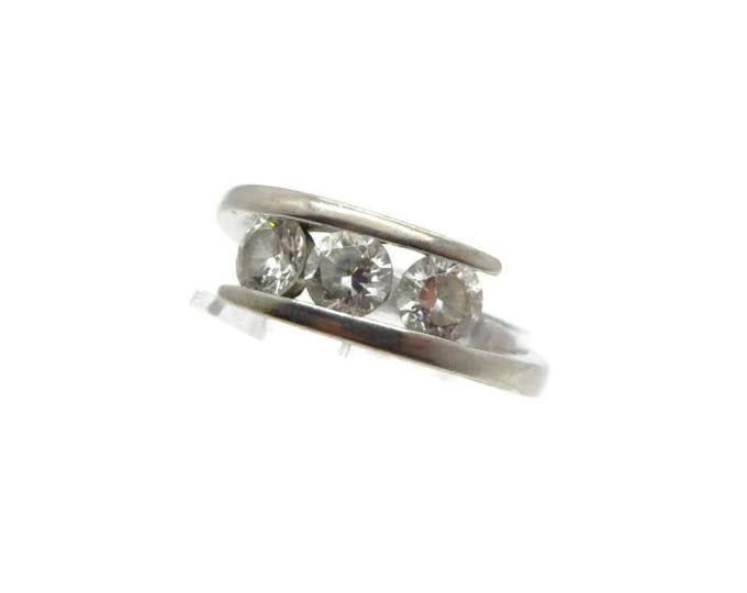 Sterling Silver Ring, CZ Anniversary Ring, Vintage Multi Stone Wraparound Band Ring, Size 7