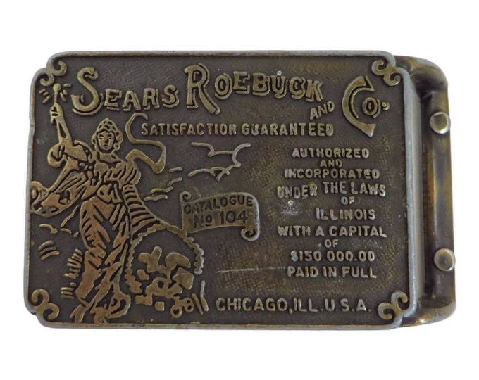 Sears Roebuck Belt Buckle, Vintage Brass Buckle, Sears Catalog Collectible Buckle
