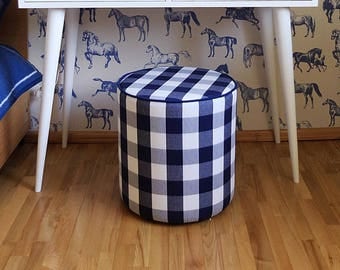 Check Round pouf, round ottoman pouf, Footstool, footstool, beautiful pouf, floor pouf, home decor pouf, housewarming ALD-0025