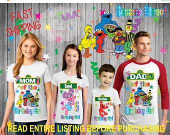 ON SALE 25% OFF Sesame Street Birthday Shirt birthday Girl family Brother Age Name Custom Theme Raglan T-shirt Oneise Long Sleeve Cookie mon
