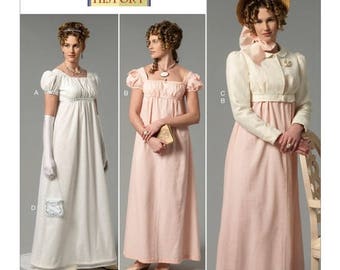 B6074 Butterick Making History Nancy Farris-Theé, Empire Waist Dresses, Jacket Purse, Hat Trim, Downtown abby, Edwardian, Pride n Prejudice
