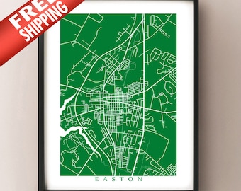 Easton, MD Map - Eastern Shore, Maryland, USA Art Poster Print
