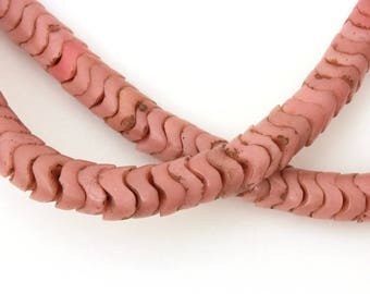 Ethnic African Glass Trade Beads, Antique Pink Glass Snake Beads Interlocking Antique Trade Beads Czech Glass Bohemian Bead Necklace Antique