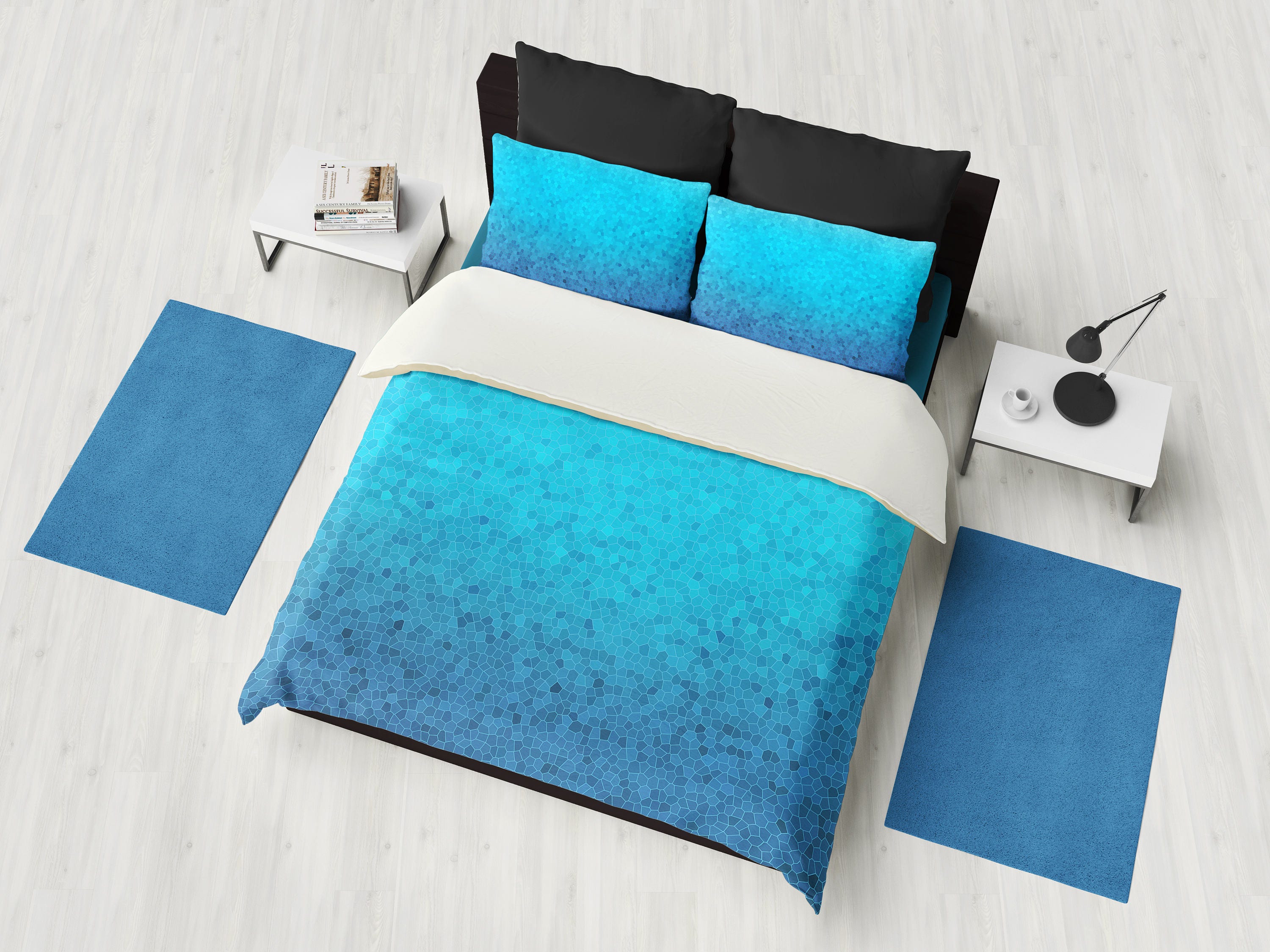Blue Duvet Cover or comforter Sea Glass beach ombre design