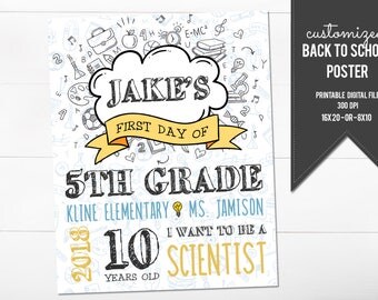 Printable First Day Of School Sign - First Day of High School Sign - Modern First Day of School Sign - Science - School Supplies - 5th Grade