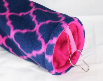 Small pet tunnel or hammock for guinea pigs sugar gliders or rats - navy blue and hot pink pattern - READY TO SHIP