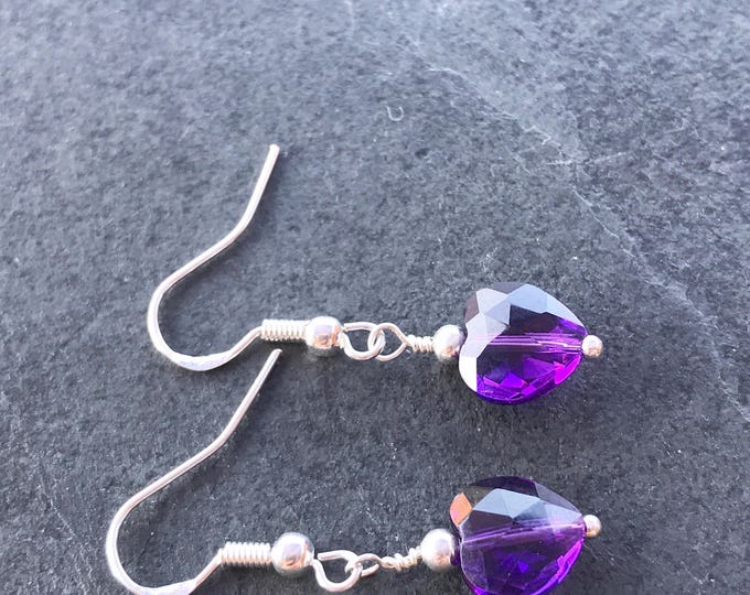 Amethyst earrings, February earrings, sterling silver hoop, quartz earrings, amethyst studs, birthstone earrings, prasiolite earrings