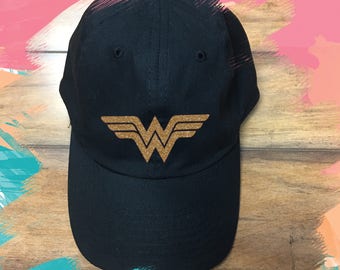Wonder woman Hat / Super hero tank, Inspired, Custom wonder woman Shirt, Gold Glitter, Bright Red T-shirt, super hero for ladies