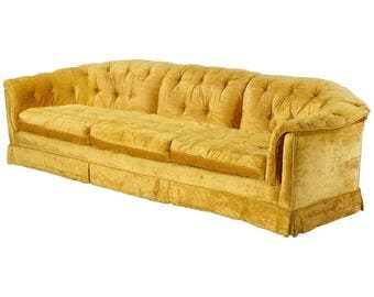 Gold Hollywood Regency Tufted Sofa