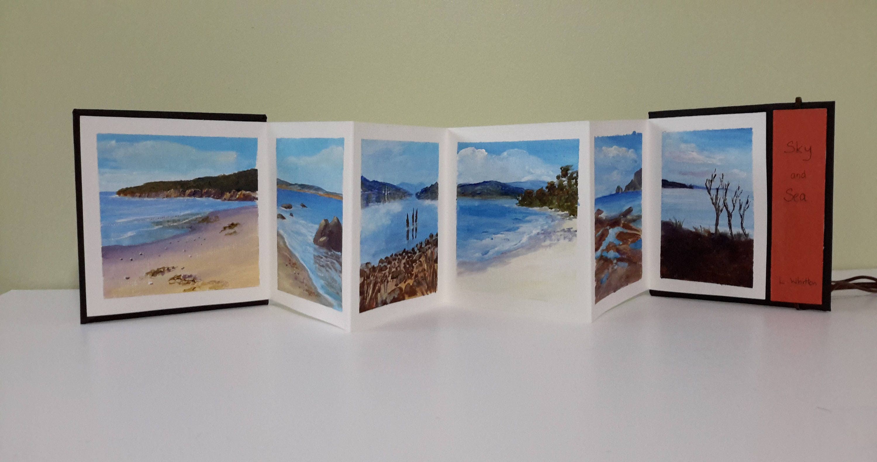 Art book. Concertina book. Acrylic painting. Artist book. Mini