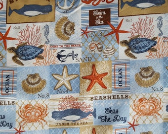 By the Sea Patch Cotton Fabric sold by the yard