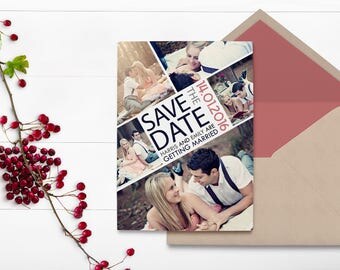 Photo Collage - Photo Save the Date - Save the Date Card - Vintage Wedding - Engagement Photo - Photo Board - Vintage Save the Date - Rustic