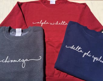 Officially licensed Greek handwriting script crew neck sweatshirt