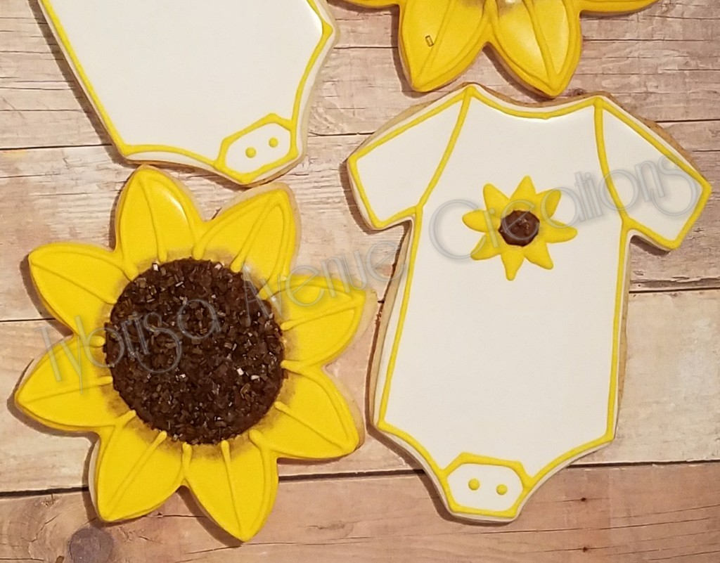 12 Sunflower Baby Shower Cookies Summer Baby Shower Favors