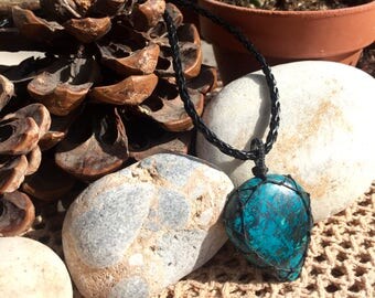 Azurite - Necklace - Handmade - Macrame - Jewellery - Healing - Stone