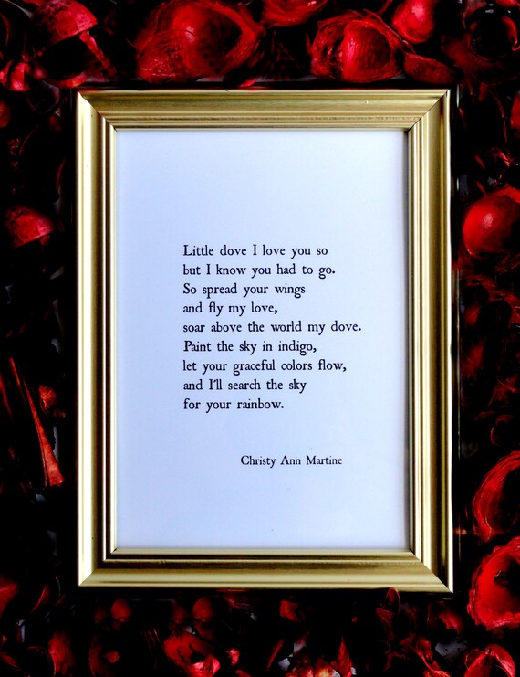Clearance 50% off - Miscarriage Gift - Stillborn - Child Loss Gifts - Sympathy Poem for Loss of Son or Daughter - Little Dove Poem