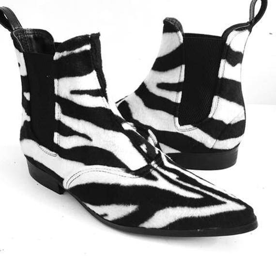 zebra chelsea boots