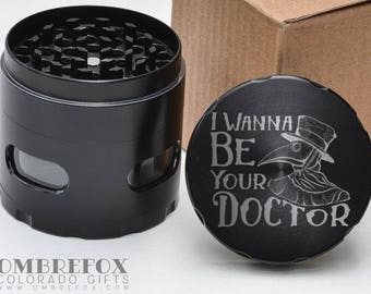 Plague Doctor Mask 4 Layer Weed Herb Grinder with Glass Windows Custom Pot Head Gift for Stoners Gothic Macabre Horror