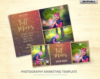 Fall Mini Session Template v.2 , Photography Marketing Board, FB, Facebook timeline, Halloween Minis,Photoshop Template, outdoor sessions