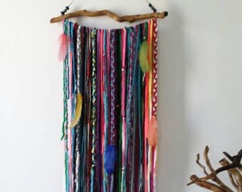 Yarn wall hanging, Bohemian Decor, Boho Garland, Wall Tapestry, Yarn Mobile, Boho Gypsy wall hanging, Unusual wall decor, tapestries