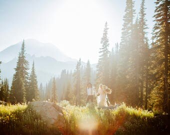 Digital Background Backdrop- Photography - Wild Flowers Sunflare Mountains - Newborn, kids, maternity - Instant Download, blurred background