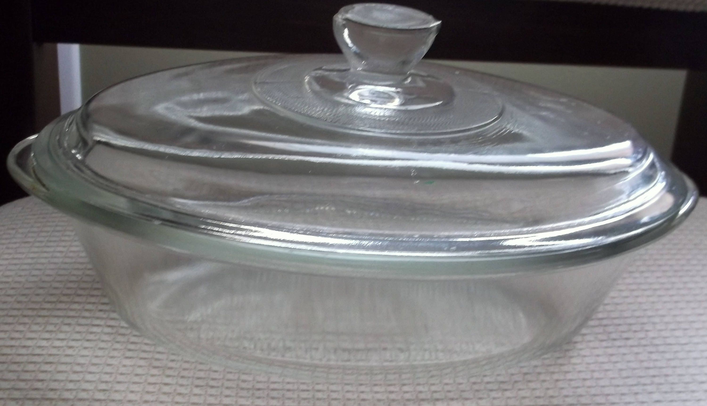 Vintage Clear Glasbake Oval Casserole Dish with Lid Bottom