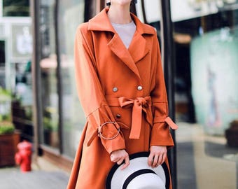 Vibrant Orange Trench Coat