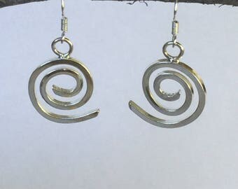 Spiral, Swirl earrings, sterling silver