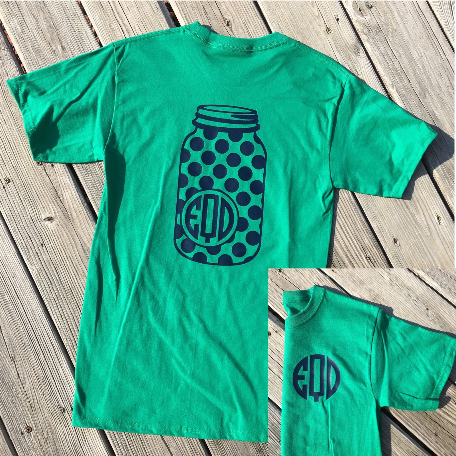 Monogrammed Polka Dot Mason Jar Shirt. Southern Shirt. Mason