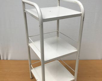 Oude bed buisvormige metalen gelakt wit & Chrome schaatste 3 bakjes 50s Vintage
