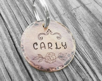 Rustic Copper ID Tag - Custom Made - Hand Stamped - Personalized - Dog ID - Dog Name Tag - Dog Tag - Hand Made Dog ID - Dog Jewelry