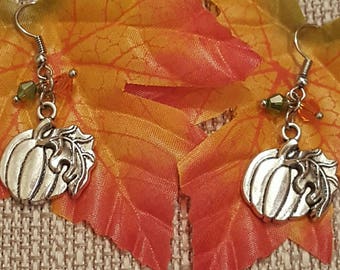 Pumpkin Earrings, Thanksgiving Earrings, Autumn Earrings, Free Shipping
