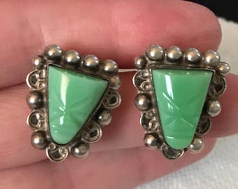 Vtg Mexico Sterling Tribal Face Earrings