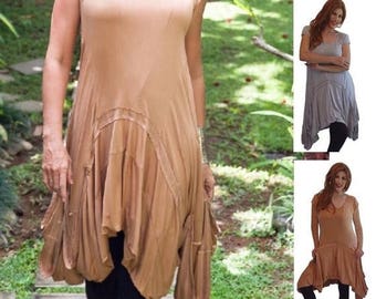 30% OFF ALL TOPS K608 Blouse Tunic Top Cap Sleeve Shark Bite Hem Lagenlook Jersey Style Plus Misses Made To Order s m l xl 1x 2x 3x 4x 5x 6x