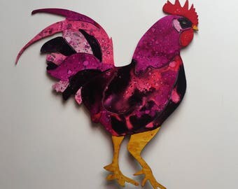 Hand Painted metal Rooster