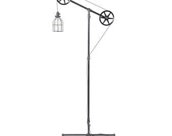 Industrial Floor lamp - Floor Light - Pulley Light - Pipe Furniture - Pipe Lighting - Industrial Lamp - Industrial Chic