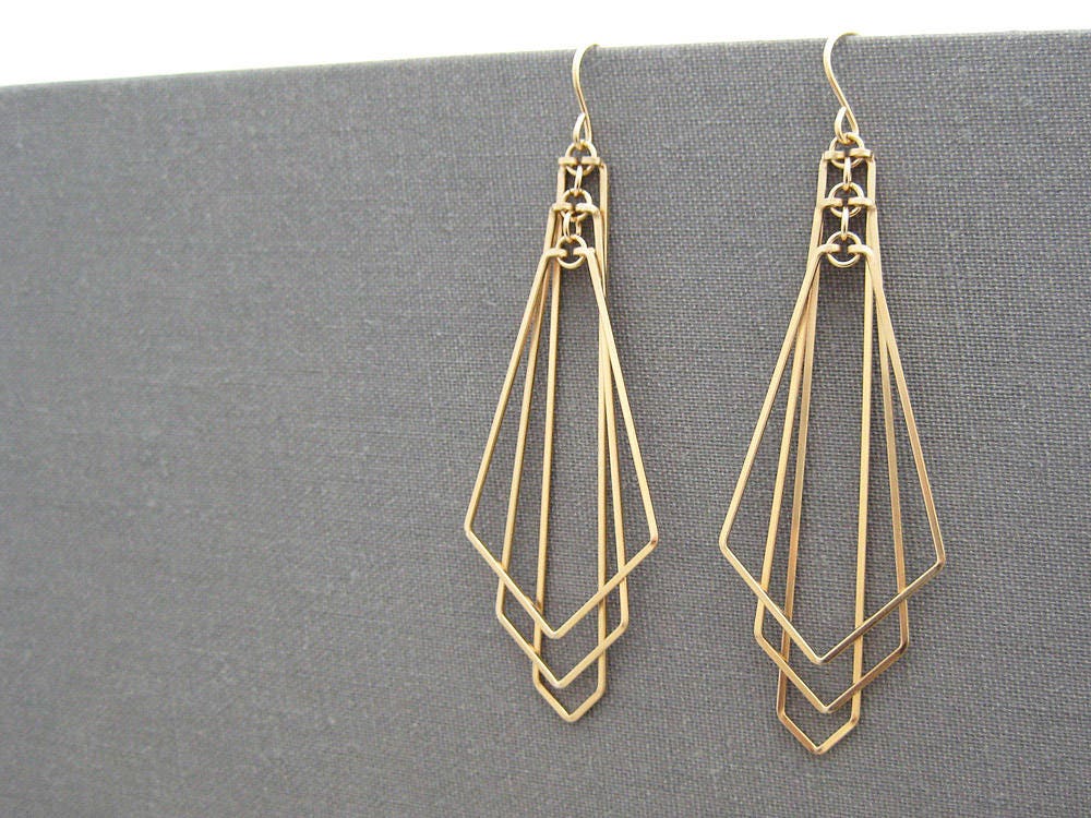 Gold Filled Geometric Earrings modern statement art deco