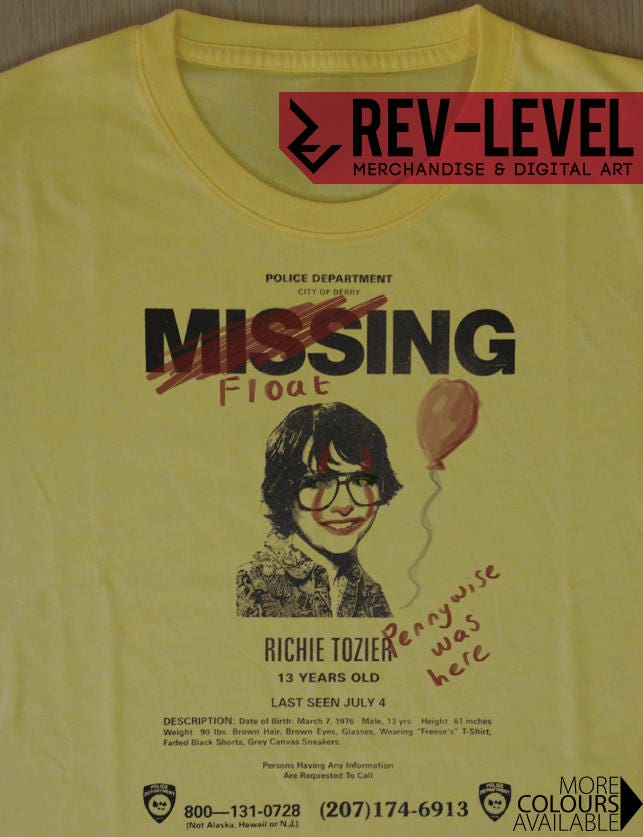 IT 2017 Movie Missing 'Richie Tozier' Poster T-Shirt