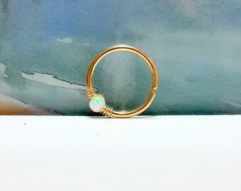 Gold White Opal conch piercing, conch earring, conch ring,conch hoop,conch piercing jewelry,conch pierced earring,16-22 Gauge