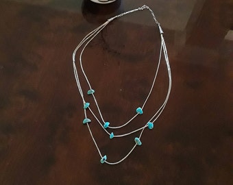 Green Tassel Turquoise Strand Necklace