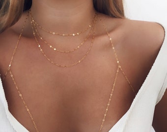 Three Layers Necklace, Gold Fill, Delicate Necklace, Prom, Dainty Necklace, Layered Necklace