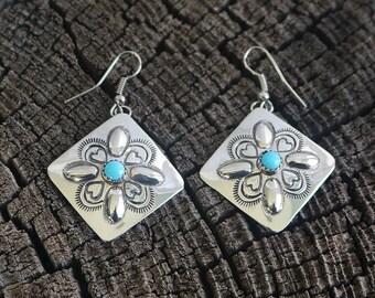 Native American Jewelry,Navajo,Sterling,Navajo Silver,Native American,Turquoise,Native,earrings, Navajo Sterling Silver & Turquoise Earrings