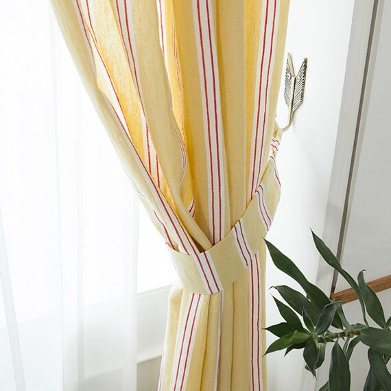 Striped Linen Curtain Yellow