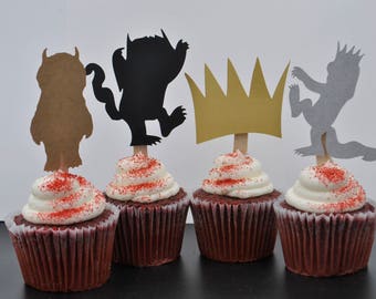 Where The Wild Things Are cupcake toppers, Wild One cupcake toppers, First Birthday cupcake topper, Where the Wild Things Are party supplies