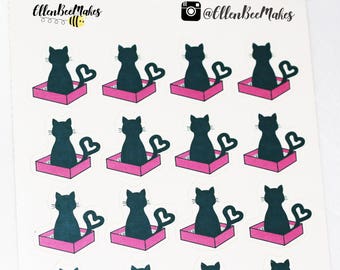 Cat in Litter Tray Stickers