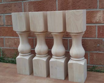 legs table unfinished wood farmhouse dining coffee turned wide bench traditional chunky
