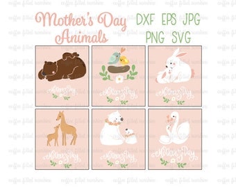 MOMMA and BABY ANIMALS, Digital Cut File, Mother's Day, Gifts For Mom, Mommy and Me svg, gift for her, Instant Download dxf eps jpg png svg